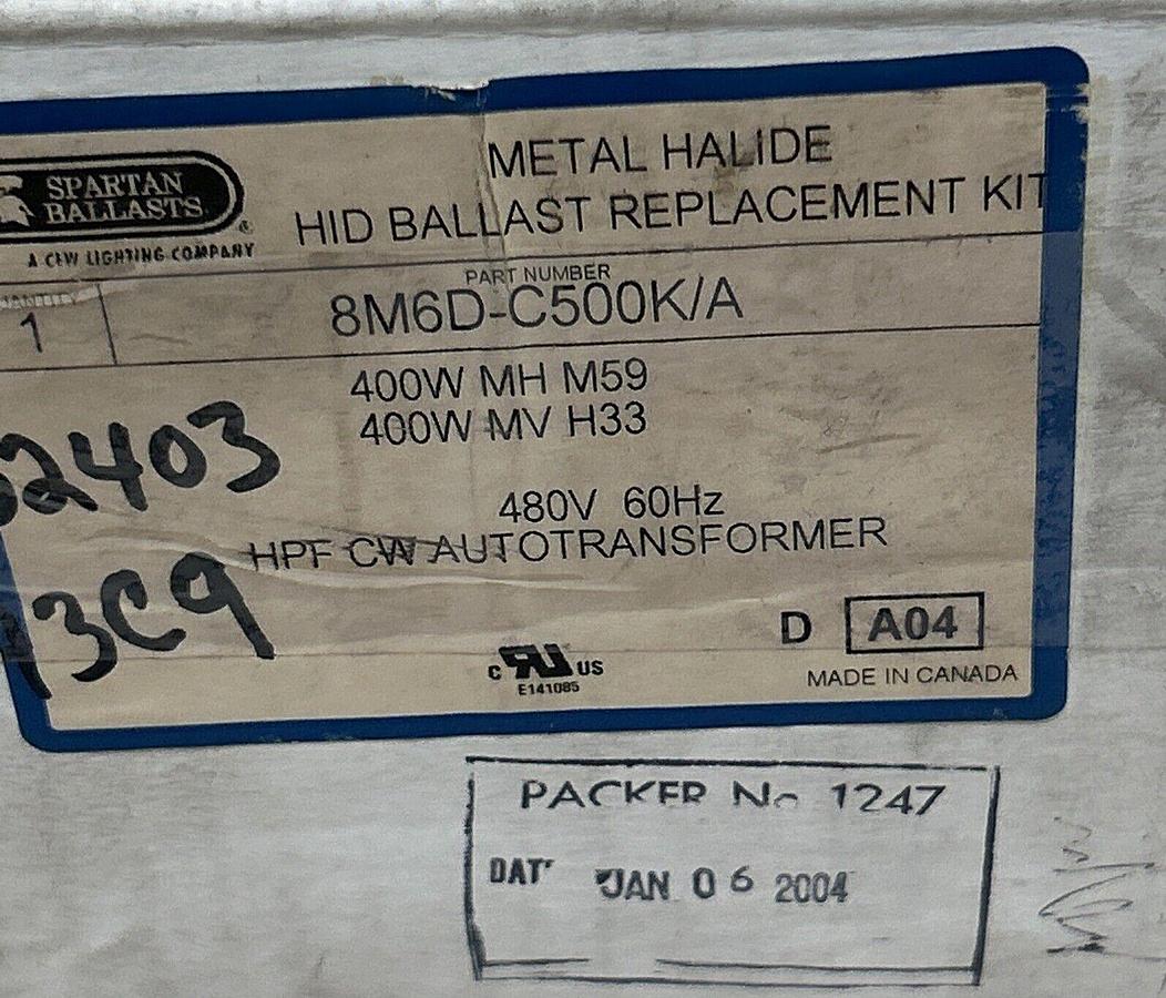 SPARTAN BALLASTS,8M6D-C500K/A,HID BALLAST REPLACEMENT KIT NOS