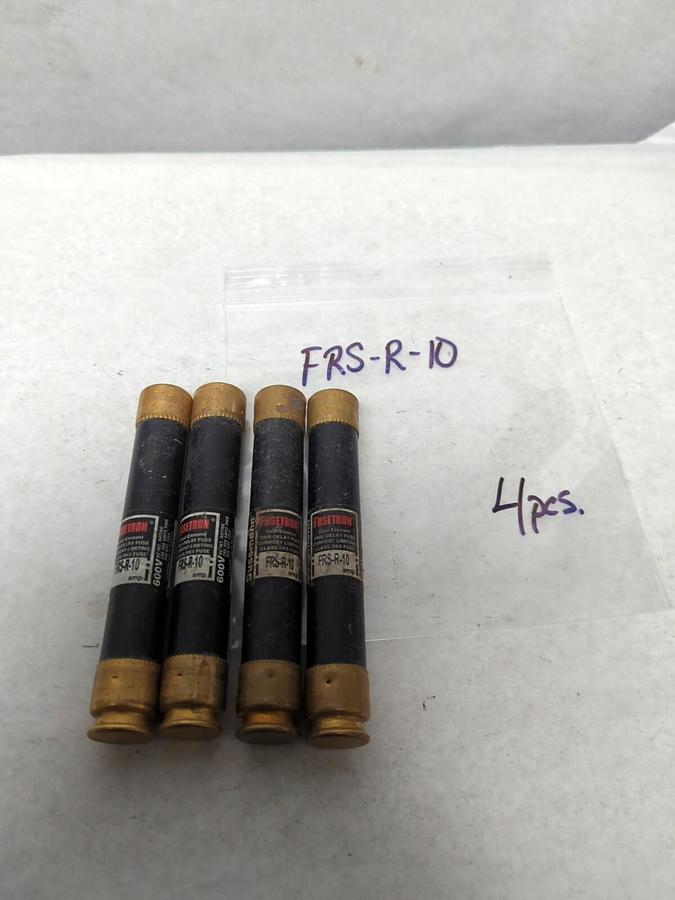 Used COOPER BUSSMANN,FRS-R-10,FUSETRON 10 AMP FUSE LOT OF 4 PRE-OWNED