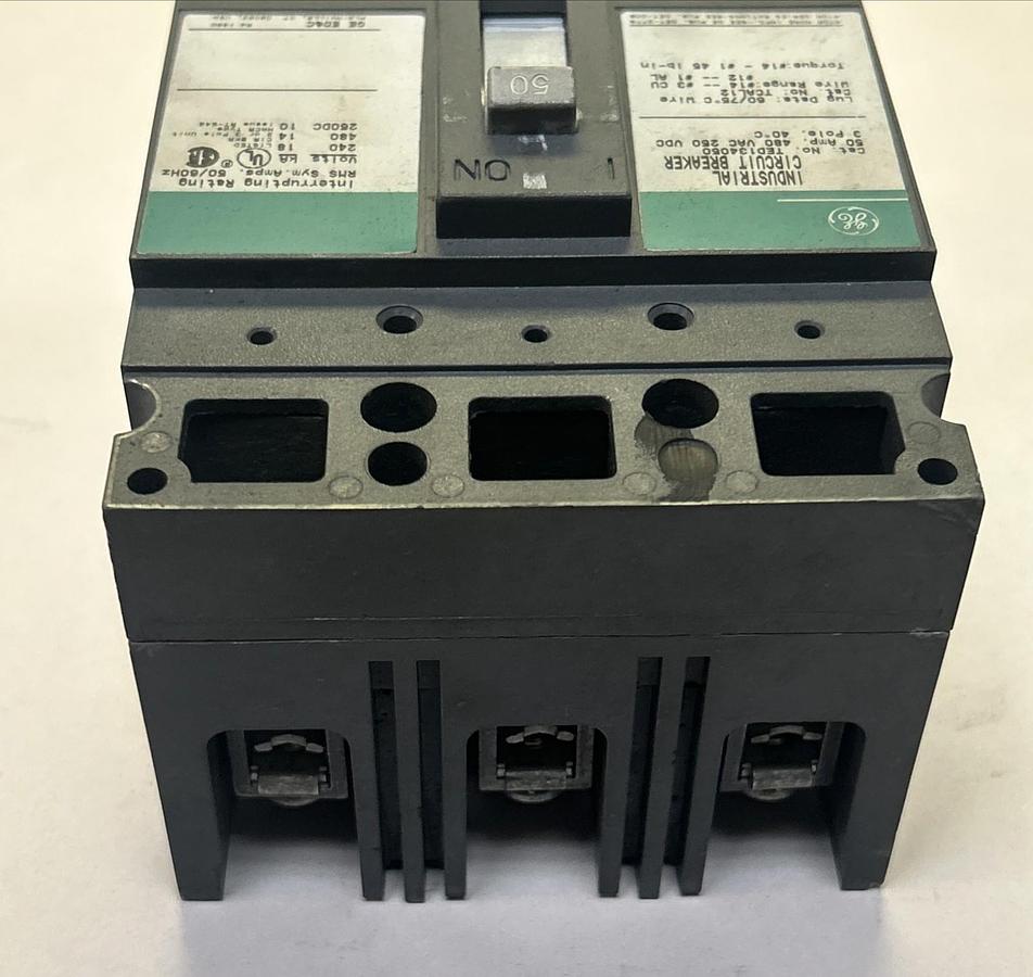 Used GENERAL ELECTRIC,TED134050,CIRCUIT BREAKER 50A 480V 3P