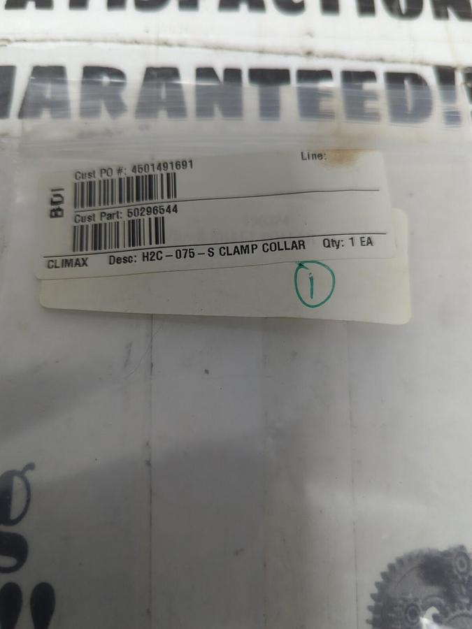CLIMAX,H2C-075-S,2 PIECE STAINLESS  3/4 INCH BORE SHAFT/CLAMP COLLAR NOS