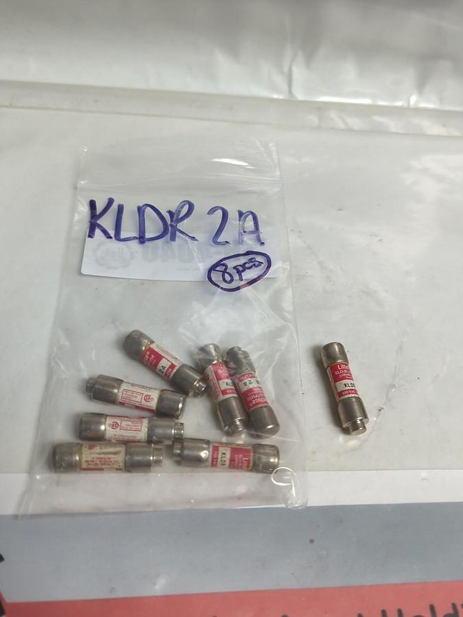 Used LITTELFUSE,KLDR-2,SLO-BLO 2 AMP FUSE LOT OF 8 PRE-OWNED