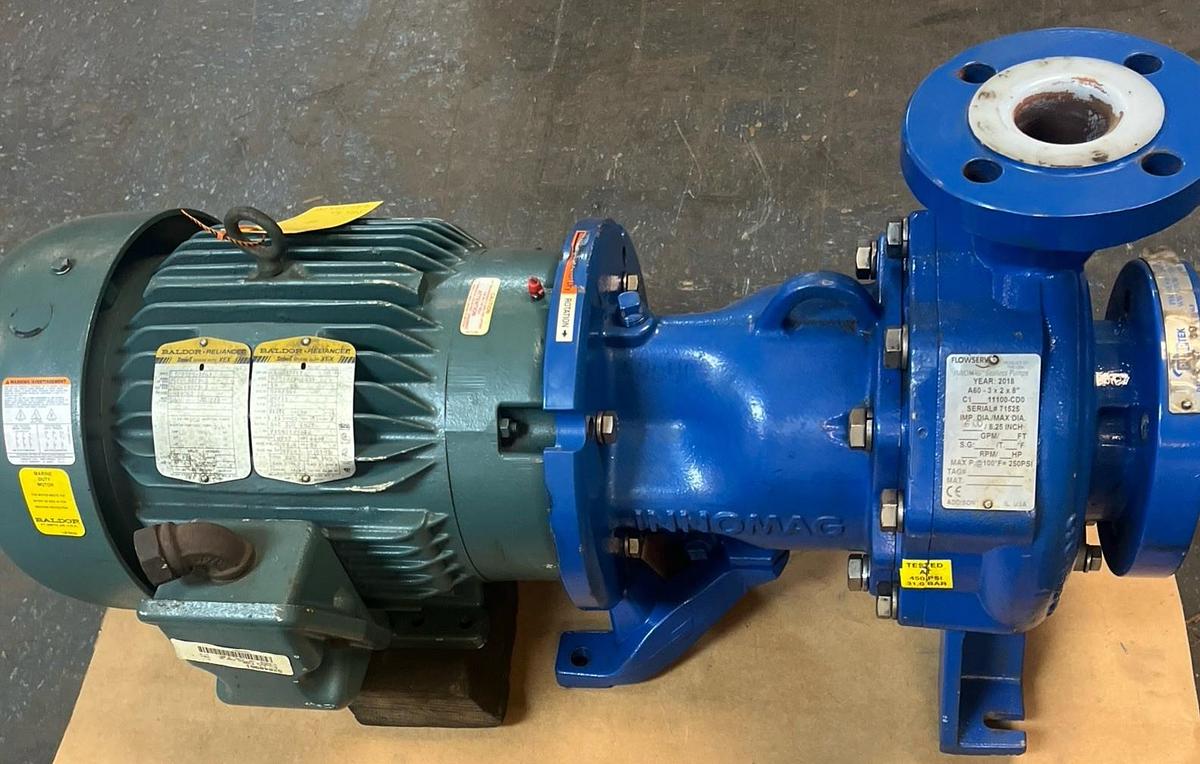 Used FLOWSERVE,3X2X8" INNOMAG MAGNETIC DRIVE SEALLESS PUMP 10HP 3500RPM 3PH