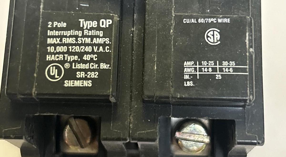 Used SIEMENS,Q230,CIRCUIT BREAKER 30A 120/240V 2P