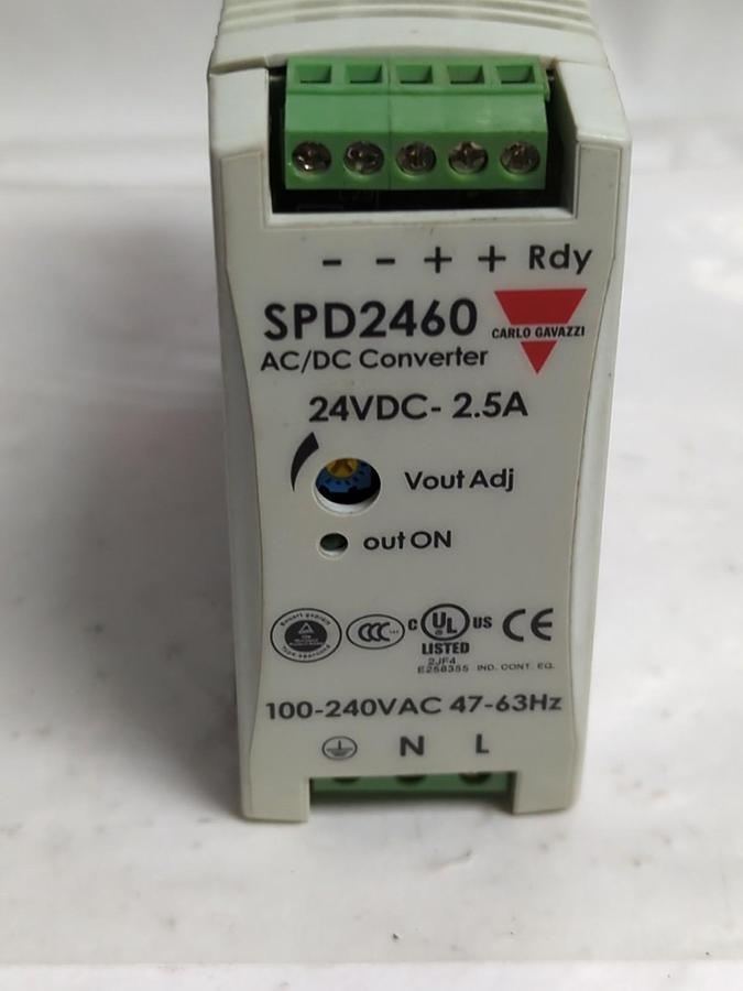 Used CARLO GAVAZZI,SPD24601,AC/DC CONVERTER 24VDC-2.5A 100-240VAC 46-63HZ PRE-OWNED
