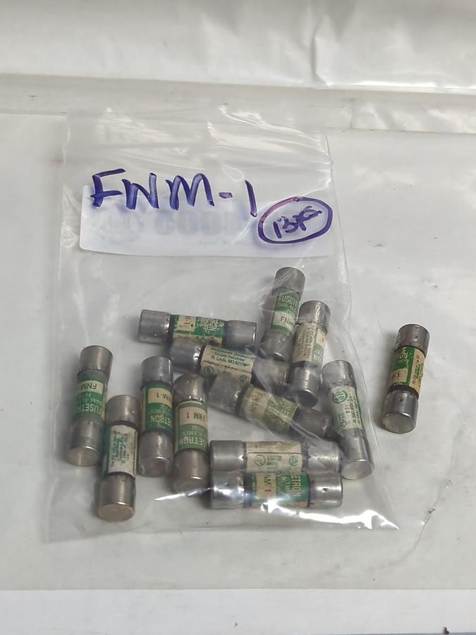 Used COOPER BUSSMANN,FNM-1,FUSETRON 1 AMP FUSE LOT OF 13 PRE-OWNED