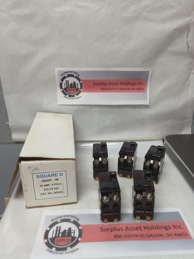 Used SQUARE D,QO235,CIRCUIT BREAKER 35 AMP 2-POLE LOT OF 5 PRE-OWNED