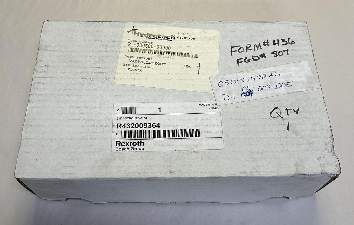 REXROTH,R432009364,LOCKOUT VALVE 3/4 NPTF NOS