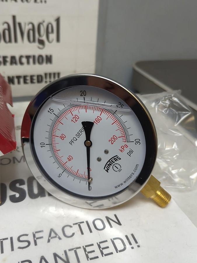 WINTERS,PFQ709,4 IN GAUGE 1/4 IN NPT 0-30 PSI/KPA NOS