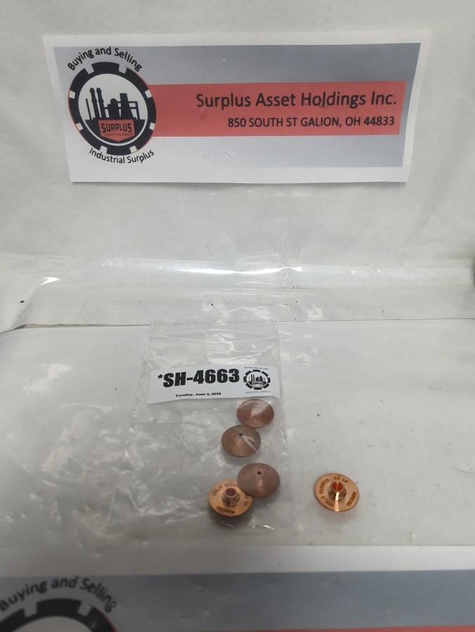 Used TRUMPF,0126933,CHROME PLATED LASER MACHINE NOZZLE 2.3MM/M8/ECE LOT OF 5