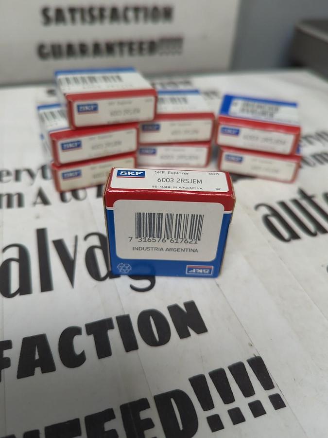 SKF,6003-2RSJEM,DOUBLE SEALED DEEP GROOVE BALL BEARING 17MM BORE  LOT OF 8..NOS