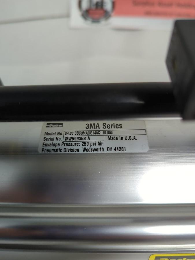 Used PARKER,CBC3MAUS14AC,CYLINDER WITH B62TAC549A SOLENOID VALVE ASSEMBLY PRE-OWNED