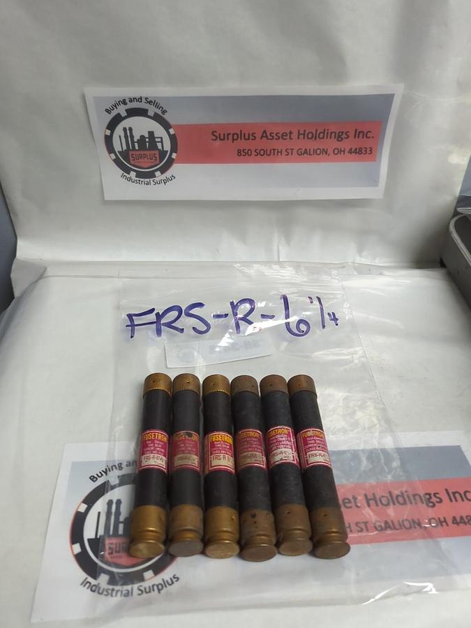 Used COOPER BUSSMANN,FRS-R-6-1/4,FUSETRON 6-1/4 AMP FUSE LOT OF 6 PRE-OWNED