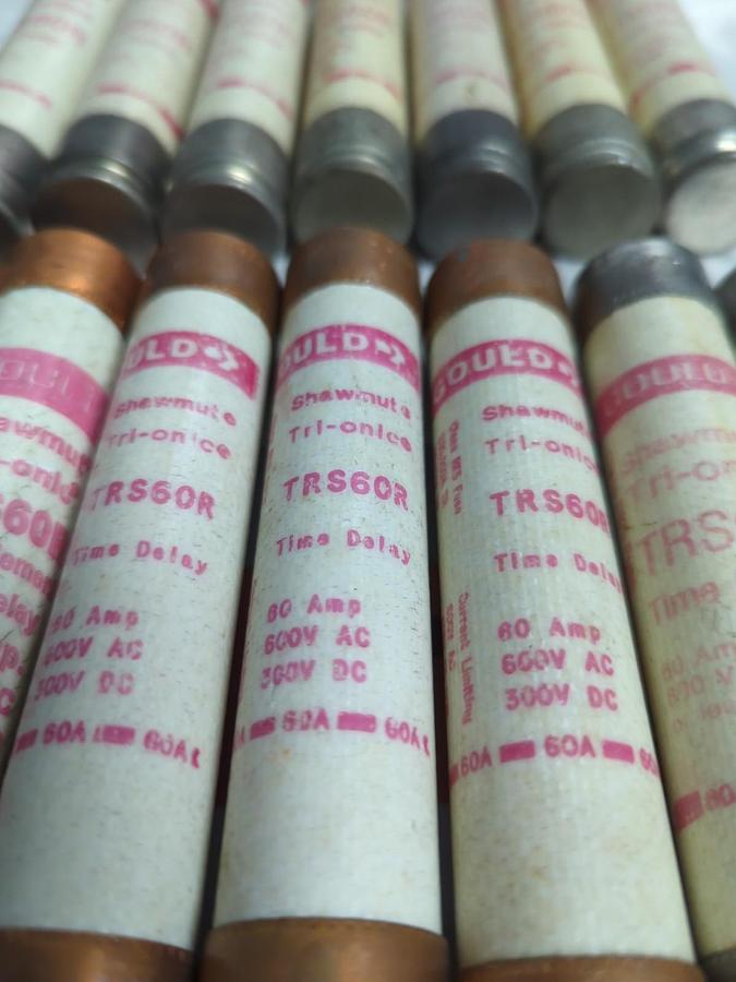 Used GOULD SHAWMUT,TRS60R,TRI-ONIC 60 AMP FUSE LOT OF 14 PRE-OWNED