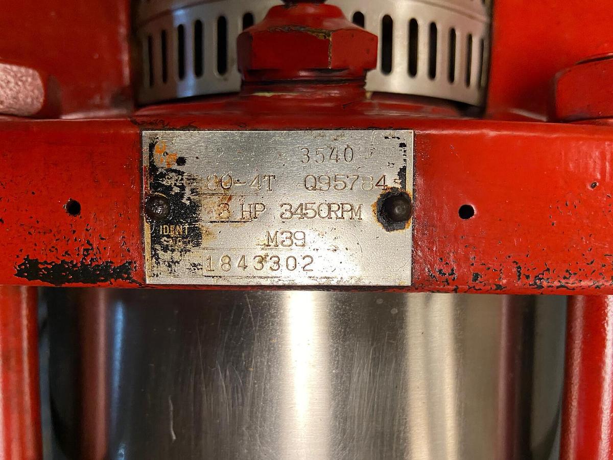 Used Grundfos,80-4T 2-1/2,Vertical Booster Pump 3hp 3450RPM 208-230/460V