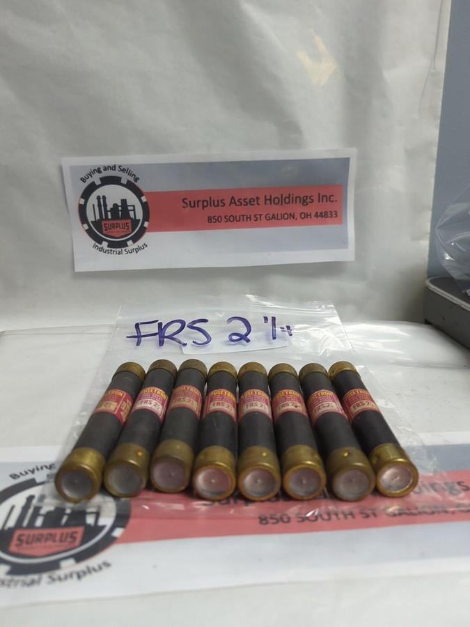 Used COOPER BUSSMANN,FRS-2-1/4,FUSETRON 2-1/4 AMP FUSE LOT OF 8 PRE-OWNED