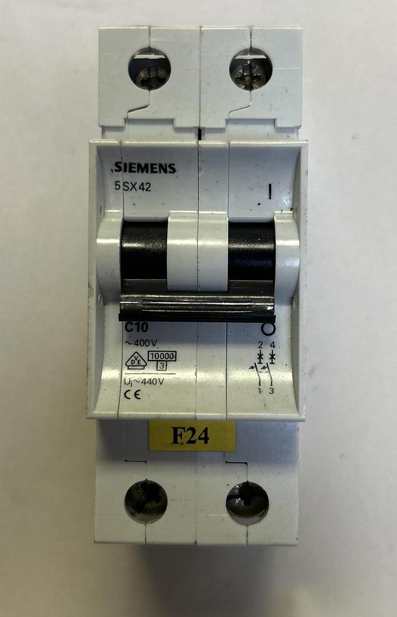 Used SIEMENS,5SX22,CIRCUIT BREAKER 10A 400V 2P