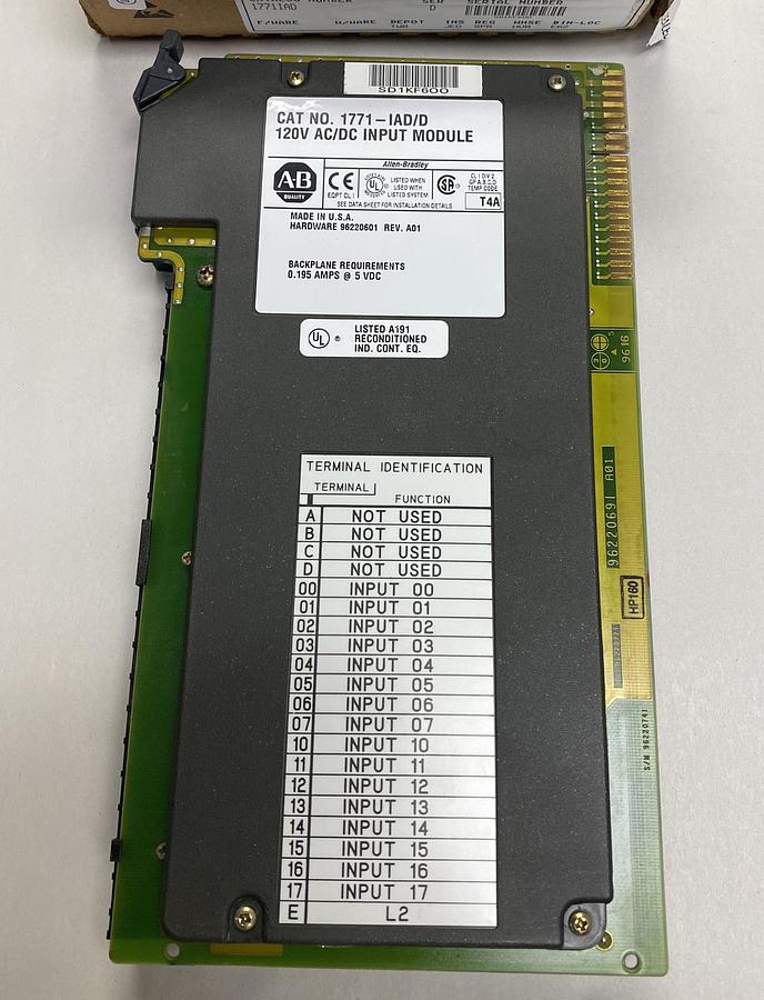 Used Allen-Bradley,1771-IAD,Ser D 120V AC/DC Input Module Refurbished