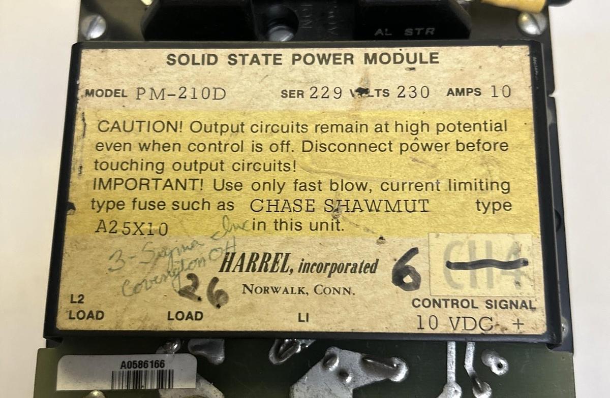 Used HARREL,PM-210D,SOLID STATE POWER MODULE 10A 230V