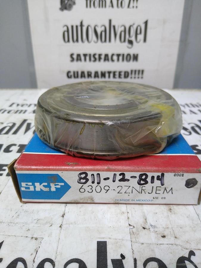 SKF,6309-2ZNRJEM,DEEP GROOVE BALL BEARING -DOUBLE SHIELDED NOS