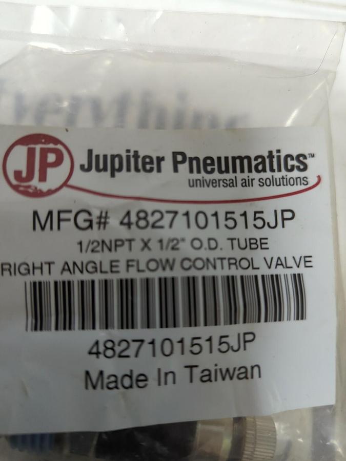 JUPITER PNEUMATICS,4827101515JP, 1/2NPTX1/2INOD RIGHT ANGLE FLOW VALVE LOT OF  2