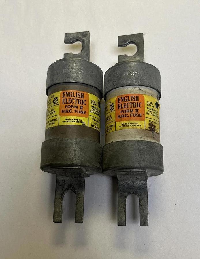 Used ENGLISH ELECTRIC,CF200A,FUSE 200A 600V LOT OF 2
