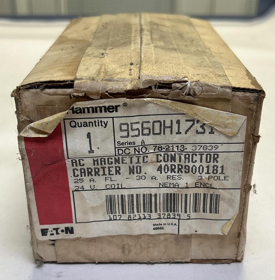 Used CUTLER HAMMER,9560H1731,AC MAGNETIC CONTACTOR NEW