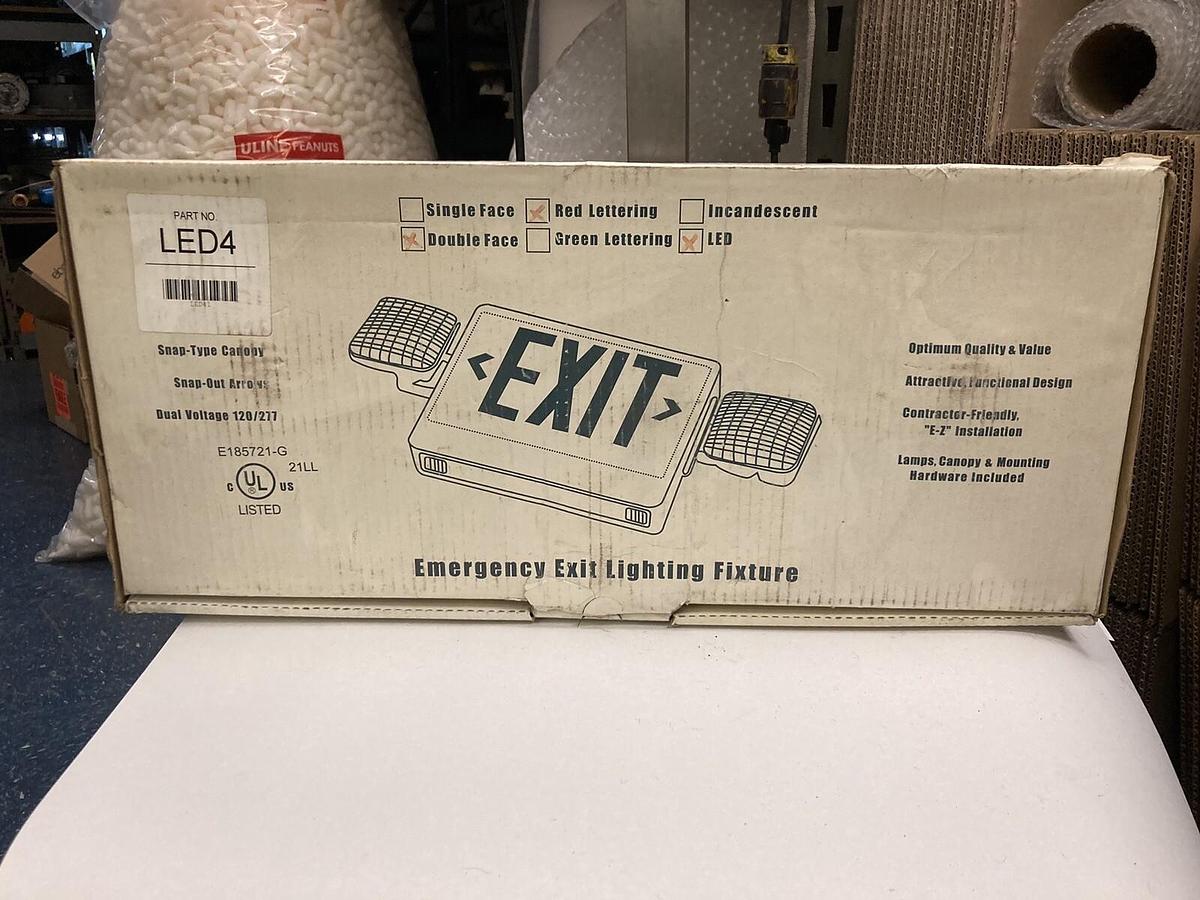 Used Brooks,LED4,Double Face Exit Sign and Emergency Lights