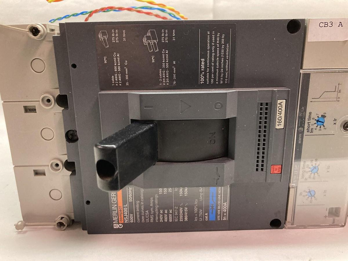 Used Merlin Gerin Compact,NSJ400 L,Circuit Breaker Trip Unit & Base 600V 50/60Hz