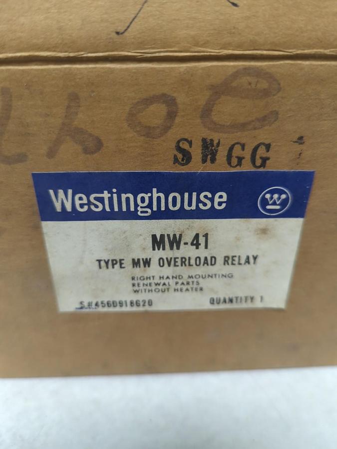 WESTINGHOUSE,NW-41,TYPE MW OVERLOAD RELAY LEFT HAND MOUNTING WITHOUT HEATER NOS