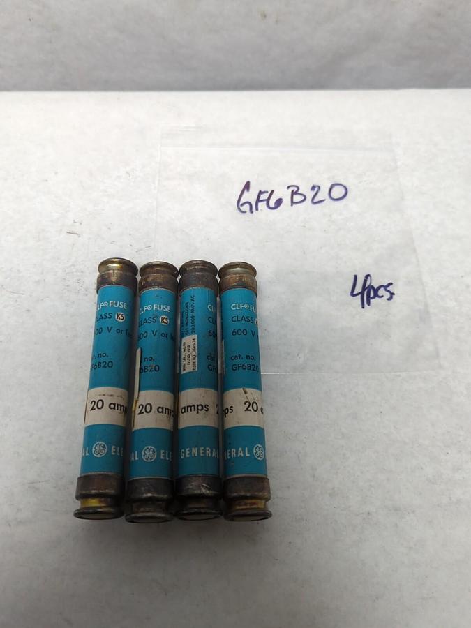 Used GENERAL ELECTRIC,GF6B20,CLASS K5 FUSE 20 AMPS LOT OF 4 PRE-OWNED