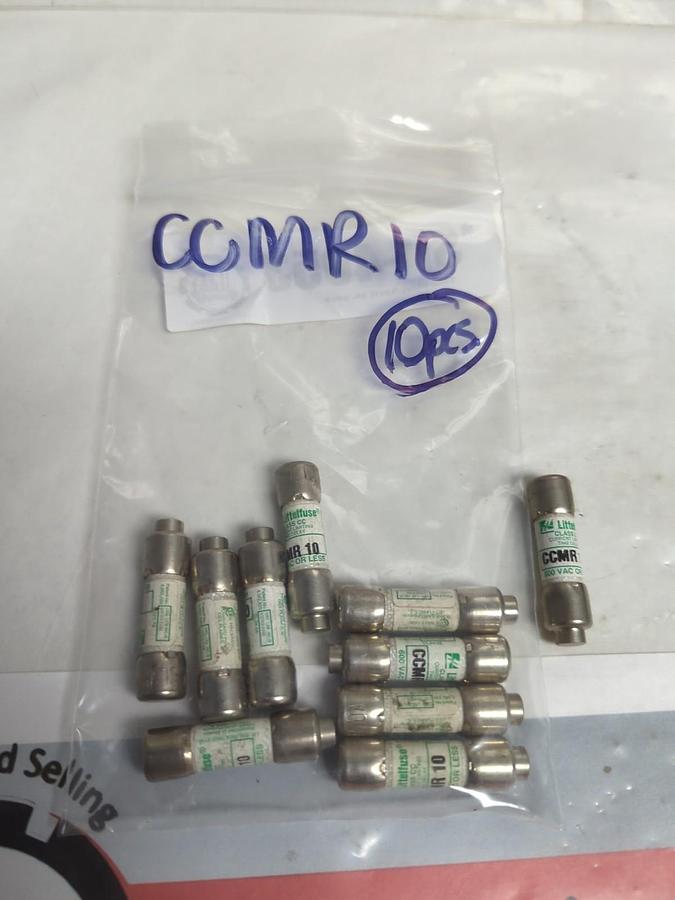Used LITTELFUSE,CCMR10,CLASS CC 10 AMP FUSE LOT OF 20 PRE-OWNED