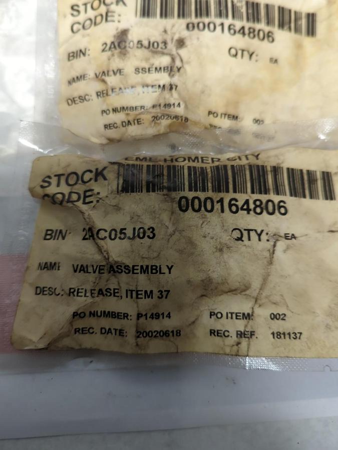 EME HOMER CITY,2AC05J03,VALVE ASSEMBLY RELAEASE-ITEM 37 LOT OF 2 NOS