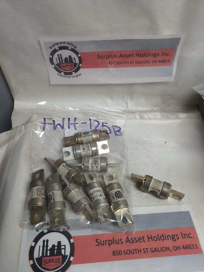 Used COOPER BUSSMANN,FWH-125B,SEMICONDUCTOR 125 AMP FUSE LOT OF 10 PRE-OWNED