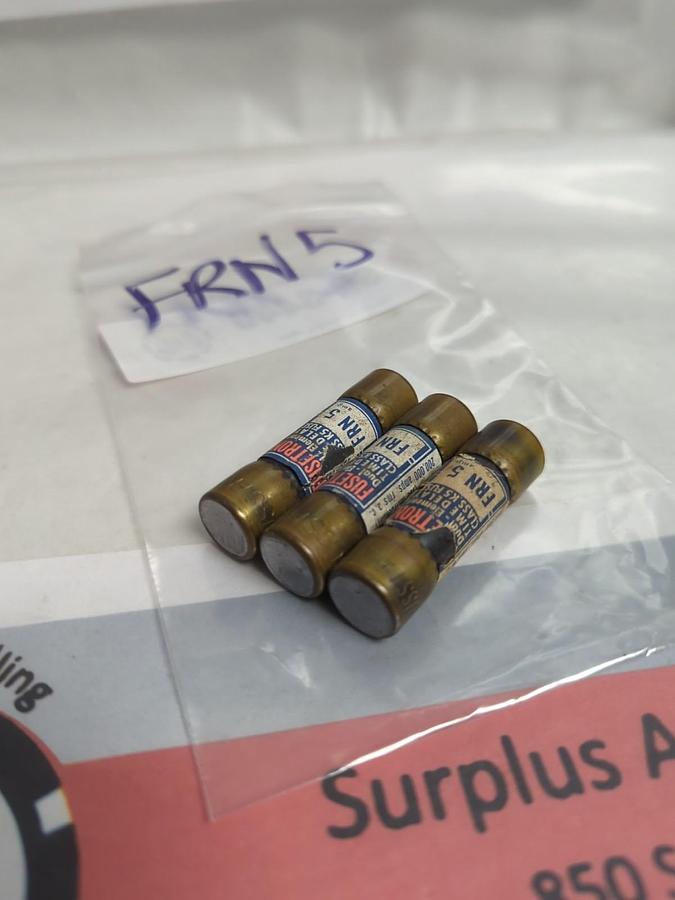 Used COOPER BUSSMANN,FRN-5,FUSETRON 5 AMP FUSE LOT OF 3 PRE-OWNED