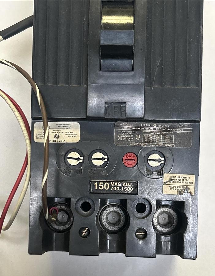 Used GENERAL ELECTRIC,TFK236F000,CIRCUIT BREAKER FRAME ONLY 225A 600V 3P