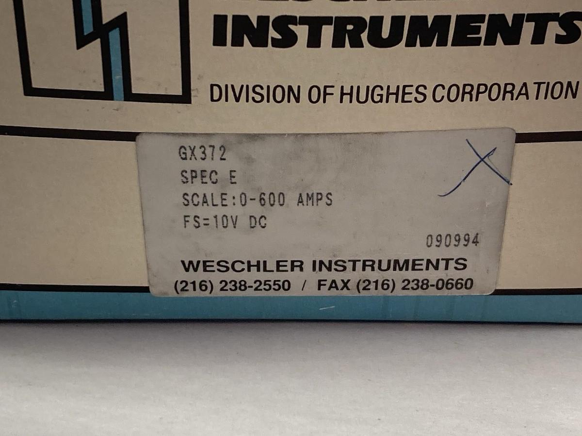 Weschler Instruments,GX-372,Panel Meter FS=10 DCV 0-600Amp
