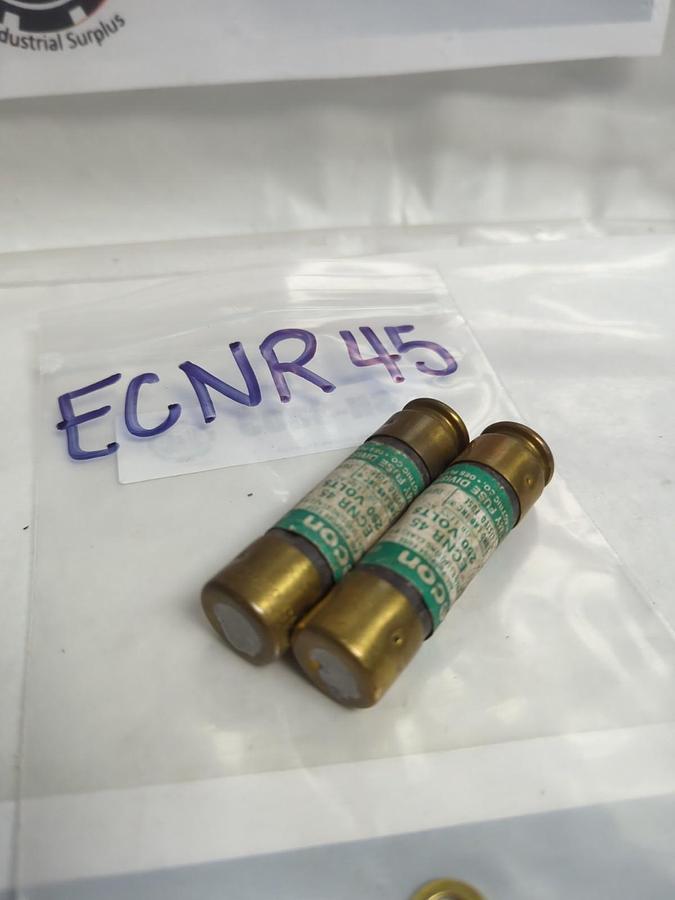 Used ECON,ECNR45,DUAL ELEMENT 45 AMP FUSE LOT OF 2 PRE-OWNED