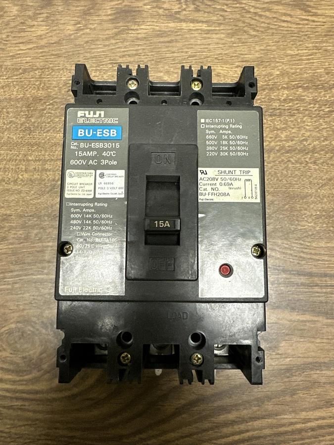 Used Fuji Electric,BU-ESB3015,15AMP 3 Pole 600VAC Circuit Breaker