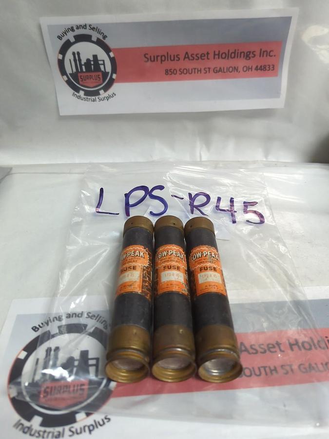 Used COOPER BUSSMANN,LPS-R-45,LOW-PEAK 45 AMP FUSE LOT OF 3 PRE-OWNED