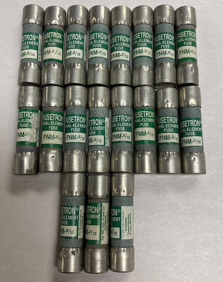 Cooper Bussmann,FNM-6/10,Fusetron Fuse Lot Of 19 NOS