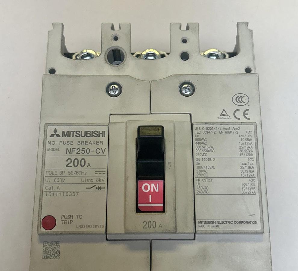 Used MITSUBISHI,NF250-CV,CIRCUIT BREAKER 200A 600V 3P