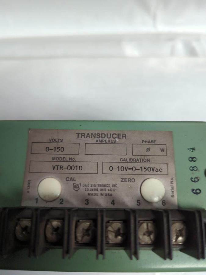 Used OHIO SEMITRONICS,VTR-001D,VOLTAGE TRANSDUCER 0-150W PRE-OWNED
