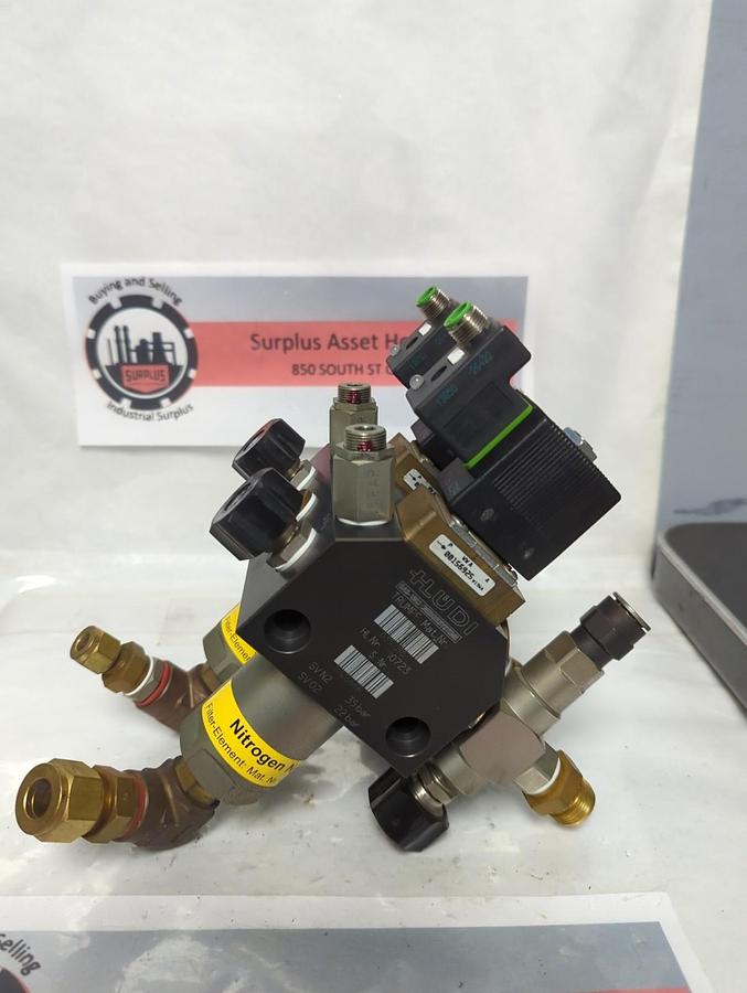 Used TRUMPF,0351055,NITROGEN OXYGEN REGULATOR SOLENOID VALVE ASSEMBLY PRE-OWNED