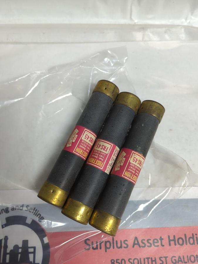 Used COOPER BUSSMANN,FRS-45,FUSETRON 45 AMP FUSE LOT OF 3 PRE-OWNED