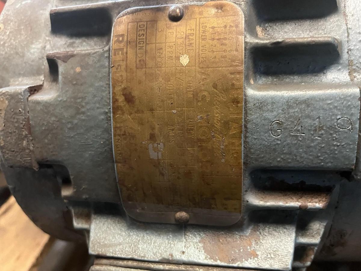 Used RELIANCE,P/3DE,MOTOR 3HP 1600RPM 3PH 213DZ