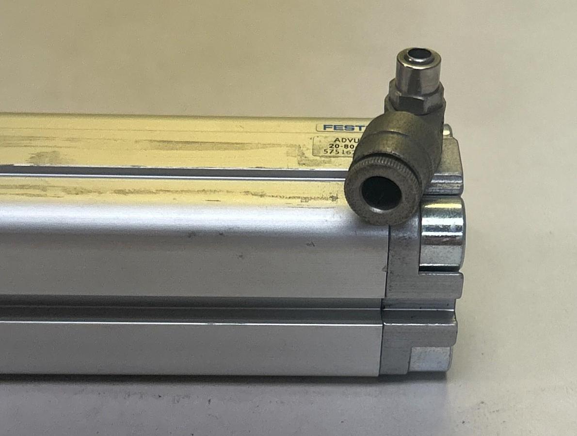 Used FESTO,ADVUL-20-80-P-A,DOUBLE ACTING PNEUMATIC CYLINDER