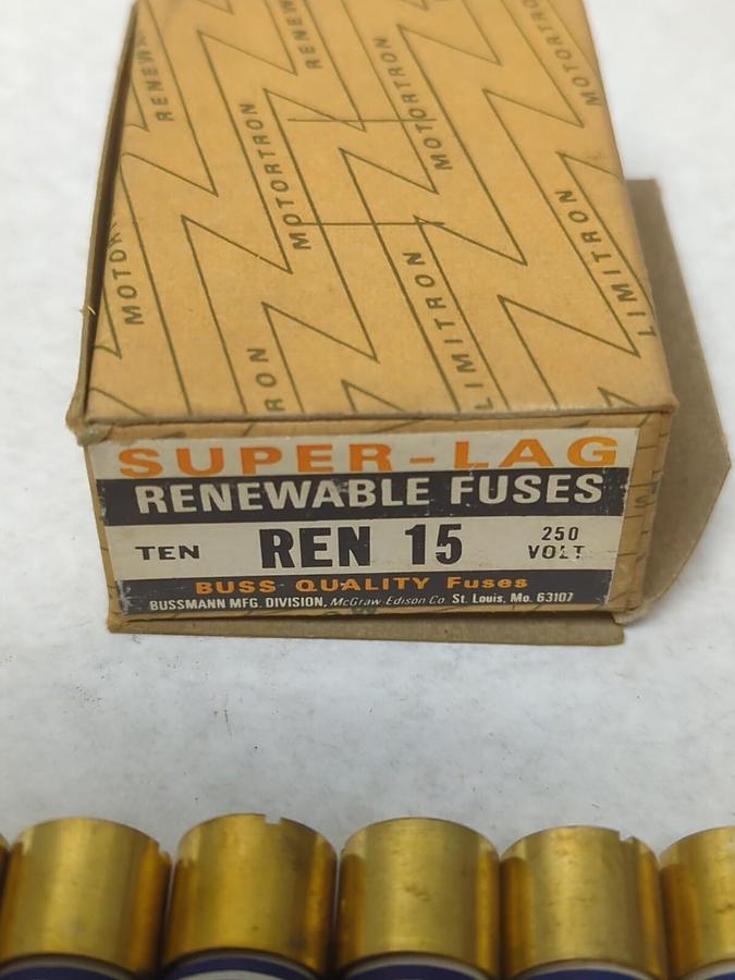 COOPER BUSSMANN,REN-15,SUPER-LAG RENEWABLE FUSES BOX OF 10 NOS