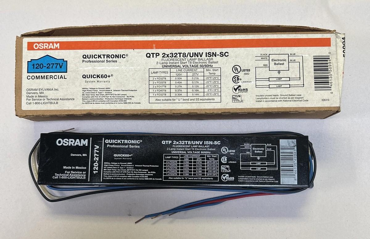 OSRAM,QTP2X32T8/UNV ISN-SC,FLUORESCENT LAMP BALLAST NOS