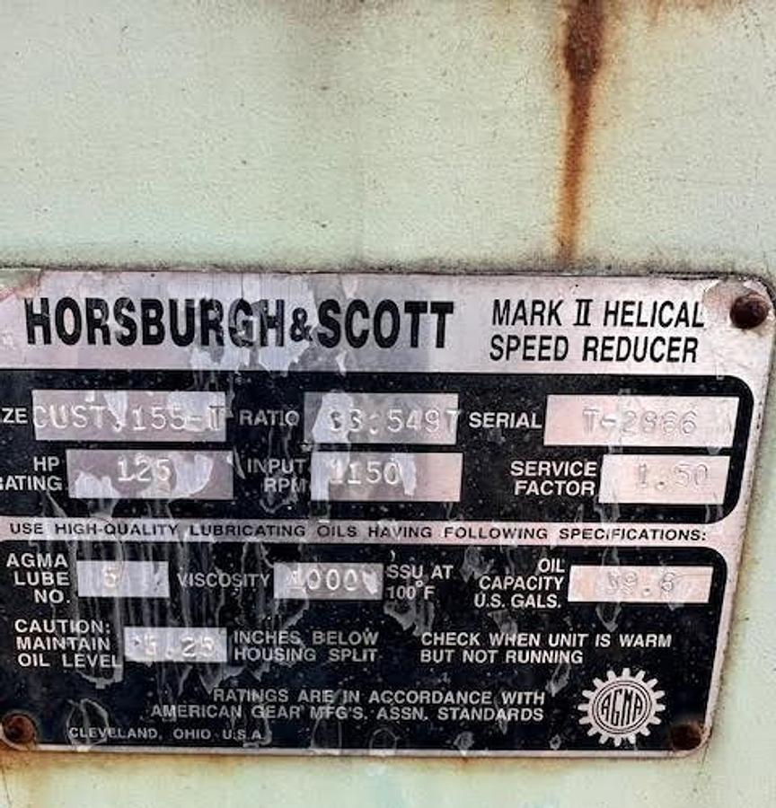 Used Horsburgh & Scott,Mark 2 Helical Speed Reducer 33.549T Ratio 125HP