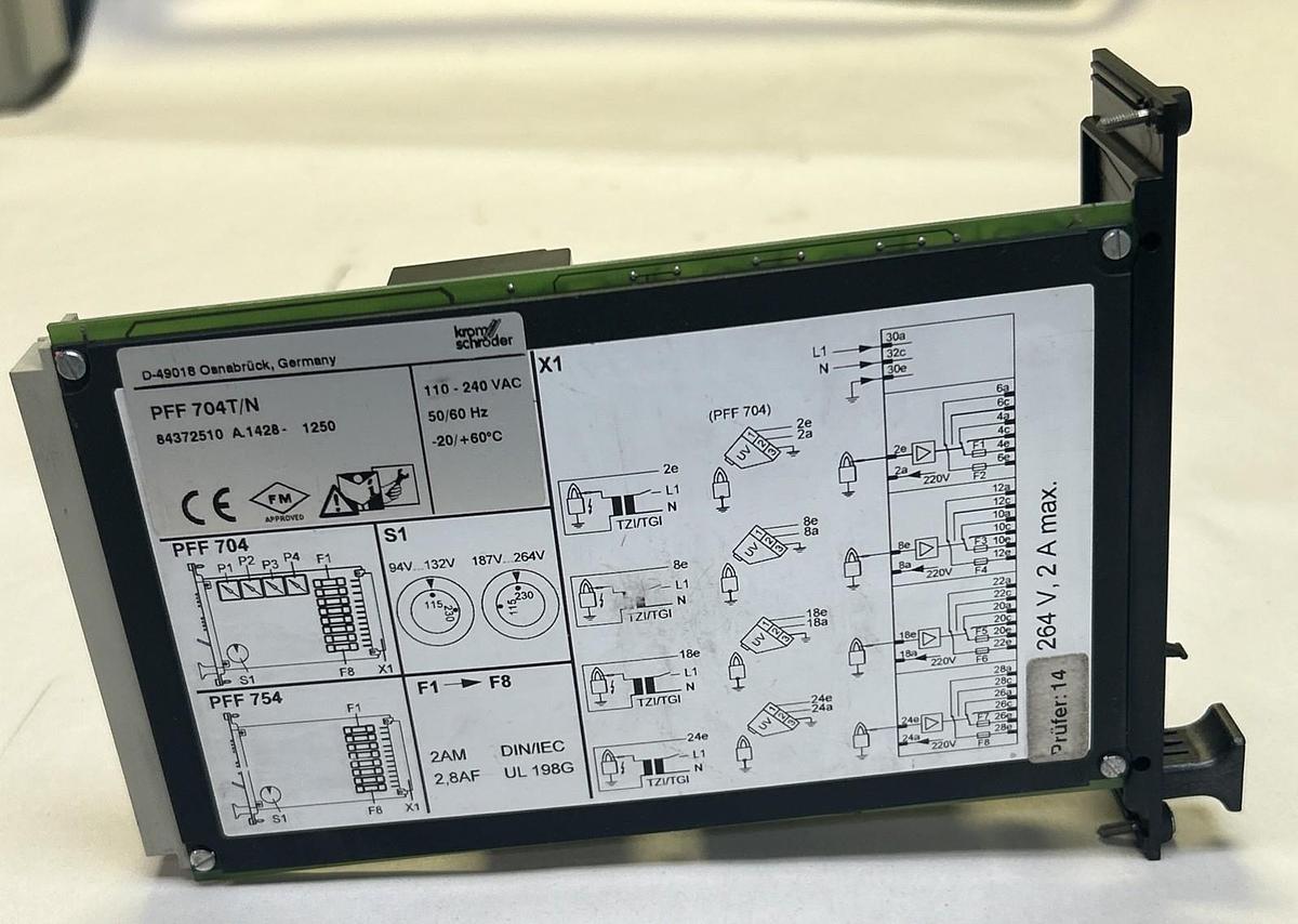Used KROM SHRODER,84372510,PFF704T/N FLAME DETECTOR RELAY